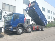 SINOTRUK HOWO LHD 12 roda 8X4 400HP Blue Dump Truck Untuk Penambangan Pengangkatan Depan 50Ton