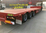 Warna Biru Hidrolik Flat Bed Semi Trailer Truck 3 As 80t Normal Suspension