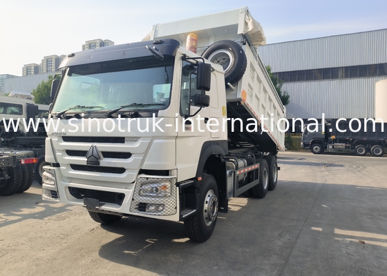 Sinotruk Howo Tipper Dump Truck 380Hp 6 × 4 20CBM Putih Dengan Tarpaulin Otomatis