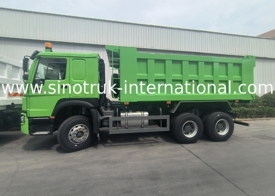 Sinotruk Howo Tipper Dump Truck Weichai 400Hp 6 × 4 Lhd Green Middle Lifting