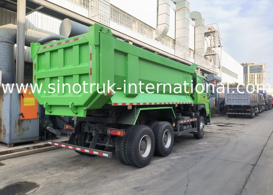 Sinotruk Howo Tipper Dump Truck 380Hp 6 × 4 U Bentuk Kargo Badan Hijau Warna