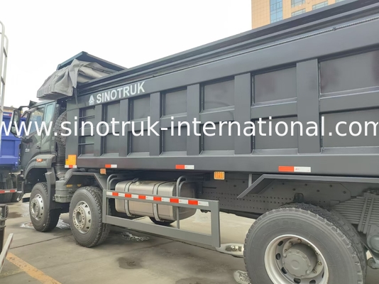 HOWO NX 380HP RHD Black Tipper Dump Truck Dengan Lapisan Tarpaulin