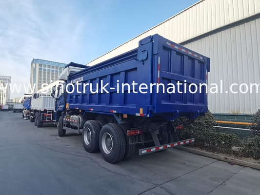 SINOTRUK HOHAN NEW HOWO 30 - 40 Ton RHD 10 Roda Tarpaulin Untuk Konstruksi Biru Efisiensi Tinggi Angkat dan Turunkan