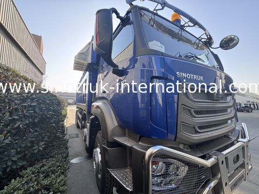 Sinotruk HOHAN Baru HOWO 8X4 Truk Dump 371hp Kabin H77L Biru Dengan terpal listrik RHD
