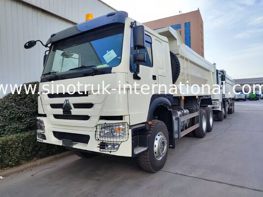 Ketahanan HOWO 6×4 371HP 20CBM White Dump Truck dengan badan baja kekuatan tinggi untuk pekerjaan berat