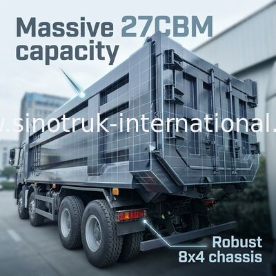 400HP untuk beban berat, 27CBM untuk kargo lebih: Grey 8x4 Dump Truck