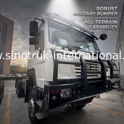SINOTRUK HOWO Ghost Face kabin Traktor Truk 6X6 Euro 2 430 HP Bumper militer Putih