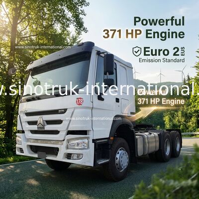HOWO A7 Traktor Truk bekas LHD 6X4 Euro 2 371 HP Dengan Power Assisted Hydraulic Steering Putih