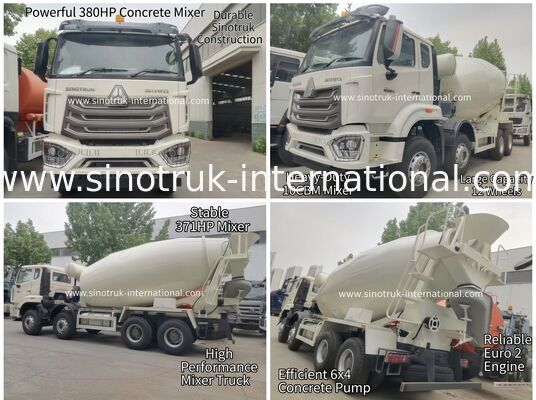 Truk Mixer HOWO Tenaga Kuda Tinggi 371HP Konsumsi Bahan Bakar Rendah LHD 6×4 10 roda
