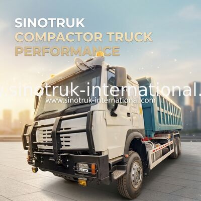 SINOTRUK Hook-Arm Garbage Truck dengan 20 Ton HYVA Hook Arm, 43 Wheelbase Chassis dan Volume Kontainer yang Dapat Dikustomisasi