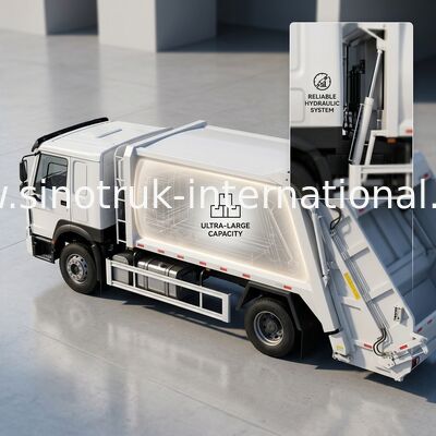 SINOTRUK 300 HP 4×2 truk sampah kompresi dengan 30T rolling force untuk pengelolaan limbah yang efisien