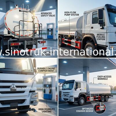 LHD 6×4 10 roda Tenaga Kuda Tinggi 400HP HOWO Truk Tangki Minyak Konsumsi Bahan Bakar Rendah