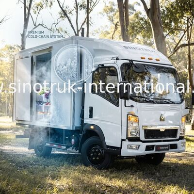 Putih SINOTRUK HOWO 10 Ton Truk Pendingin 140HP LHD
