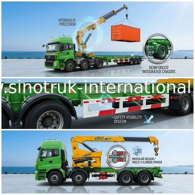 3 Axle Truck Mounted Crane Container Untuk Transportasi Memuat Diri