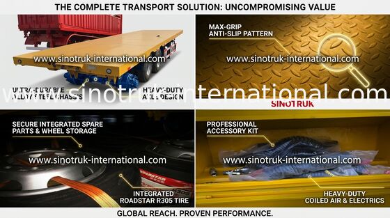 Carbon Steel 40 Ton 3 FUWA Axles Trailer Flatbed