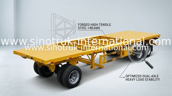 3 Axles Flatbed Cargo Trailer Penuh Membawa 40 Ton Bulk Cargo