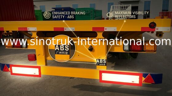 30 Ton Memuat Trailer Flatbed Tiga Gandar Membawa Kargo Massal
