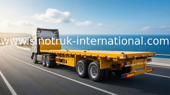 SINOTRUK Mn Steel 3 Axles Flatbed Cargo Trailer Penuh