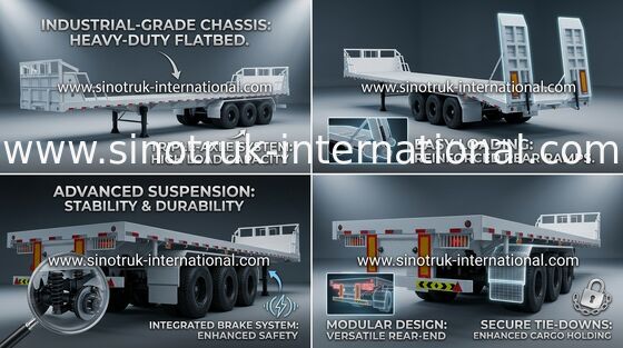 Mn Steel 3 As Kontainer Semi Truk Trailer Rata Mengangkut Barang Berat