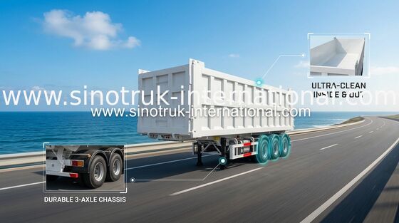 Utilitas Kargo Truk Semi Trailer Kotak Penyimpanan Suspensi Normal Dalam Warna Putih