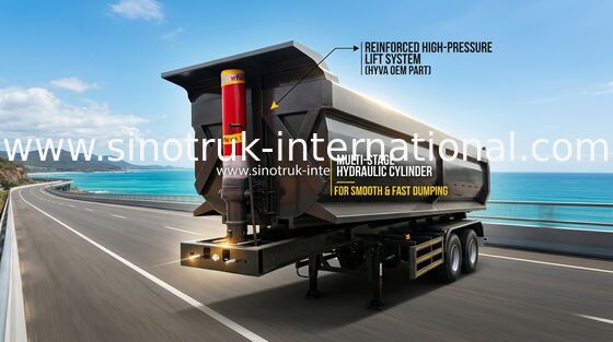 Warna Hitam Hidrolik 3 As Trailer Semi Truk Trailer Pengangkut Kargo
