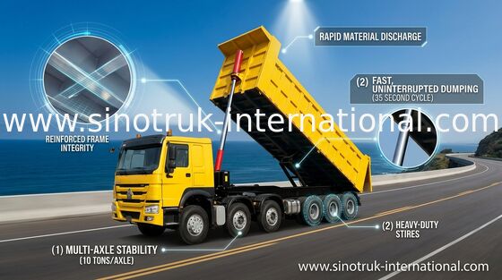 3 As Tipping Truk Semi Trailer Untuk Penambangan Dan Konstruksi 60-80 Ton