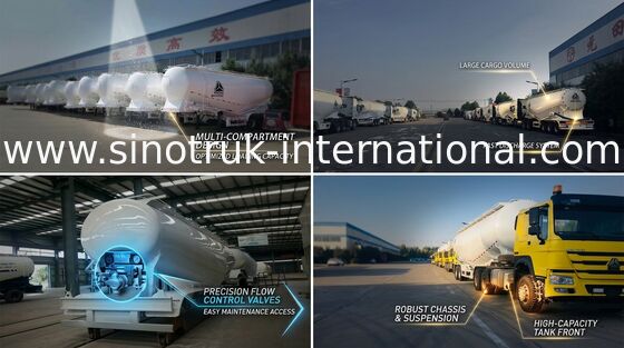 Carbon Steel Semi Trailer Truck Untuk Pengangkutan Material Bubuk