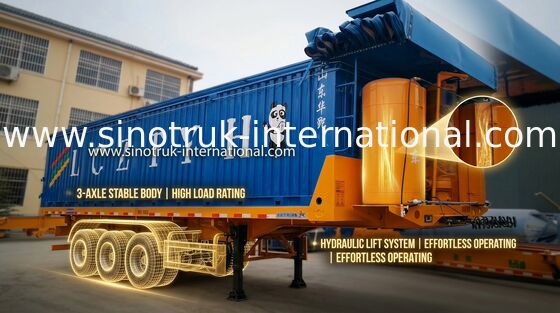 Populer Truk Semi Trailer ISO, Tri Axle Semi Trailer 12000 × 2500 × 3880mm