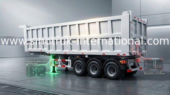 60 Ton SINOTRUK 25-45CBM Trailer Semi Dump Truck Dengan Performa Stabil