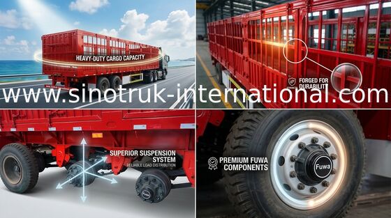 SINOTRUK Flat Bed Semi Trailer Truck Untuk Angkutan Kontainer Massal
