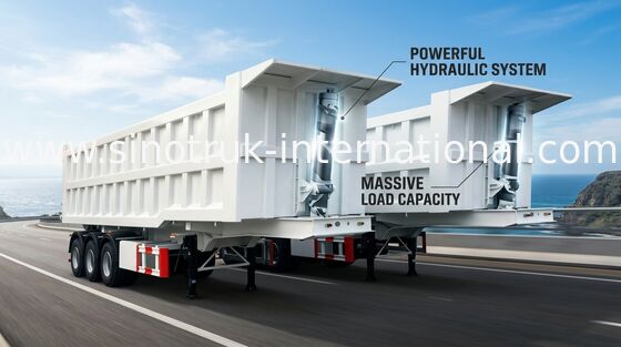 Truk Trailer Semi Tipper Berkecepatan Tinggi Untuk Penambangan Dan Konstruksi 25-45 CBM