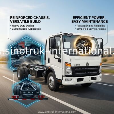 ZZ1047D3414C145 HOWO 4*2 Truk Tugas Ringan 116HP Chassis