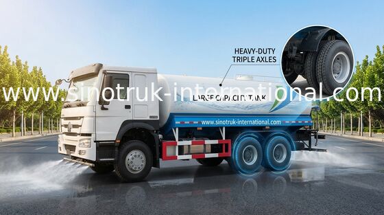 Truk Tangki Air SINOTRUK HOWO 6x4 LHD 15-20CBM Rentang Penyemprotan Lebar