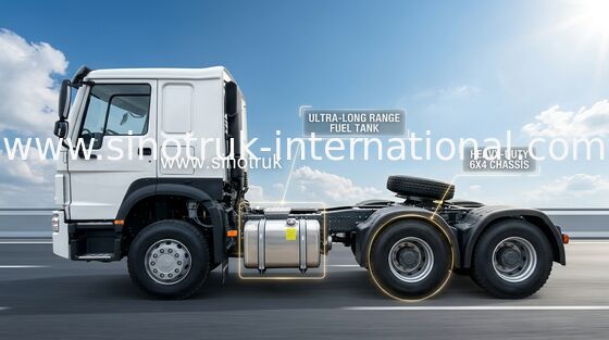 Truk Traktor Sinotruk Howo Lhd 10Roda 400Hp 6 × 4 HW76 Putih