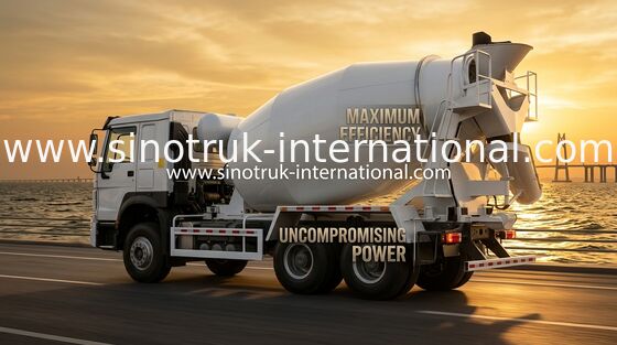 12 Meter Kubik Volumetric Beton Mixer Truk 380 Kekuatan kuda 3 Axle