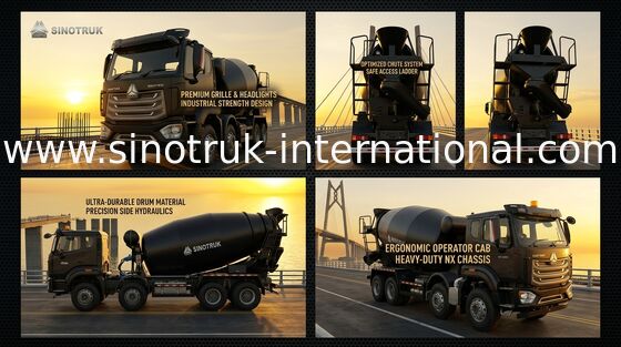HOWO Mixer Truck 12CBM 380HP H77L Kabin Hitam