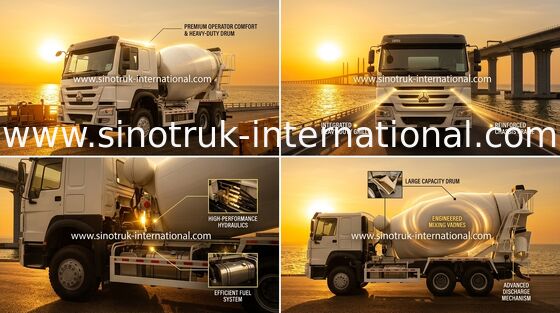 Truk Pengaduk Beton LHD 6×4 10roda Tenaga Kuda Tinggi 336HP