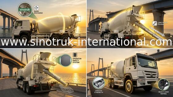 Truk Mixer Beton HOWO SINOTRUK 10CBM 371HP 6X4 LHD Stabil dan efisien