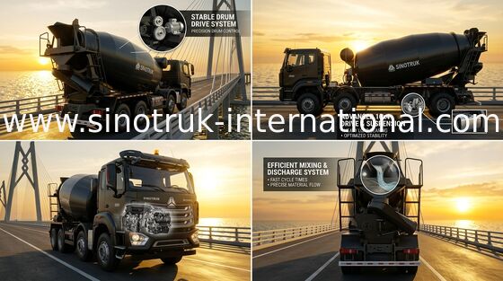 NEW HOWO HOHAN SINOTRUK truk pengaduk beton Hitam 10CBM 380HP 8X4 RHD