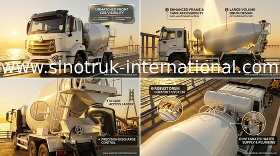 Sinotruk Howo N7 truk pengaduk beton 6-10CBM 6 X 4 Euro 2 pabrik pencampuran