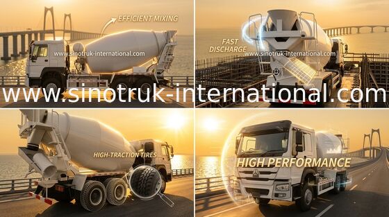 Truk Pengaduk Beton Sinotruk Howo 10-20CBM 6 X 4 Euro 2 340Hp Konstruksi