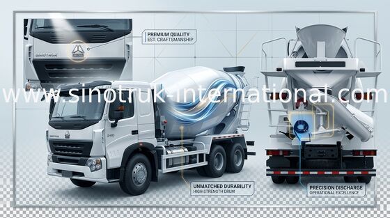 Truk Mixer Beton 10CBM Untuk Situs Konstruksi / Trailer Mixer Drum Beton