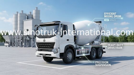 336HP 6X4 LHD A7 Truk Mixer Beton 9CBM, Pakai Tangki Tahan Truk Truk Pengaduk