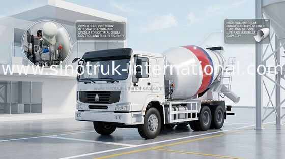 ZZ5257GJBN3841W Truk Pengaduk Semen Beton 10CBM 371HP 6X4 LHD