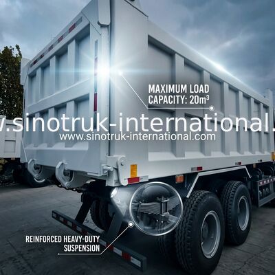 SINOTRUK HOWO 400HP Tipper Dump Truck Untuk Konstruksi A7 Lampu Peringatan Bumper Militer