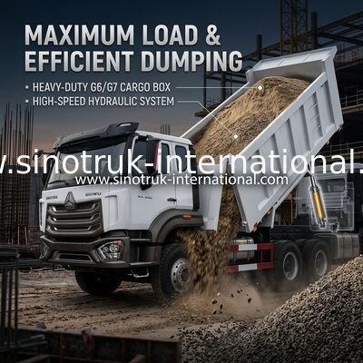 SINOTRUK HOHAN HOWO 380HP LHD Tipper Dump Truck 6X4 Pola Gaya Kothak Kargo