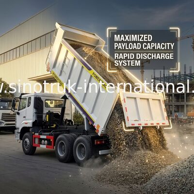 Sinotruk Howo / Hohan 6×4 Tipper Dump Truck 10 Roda Kargo persegi panjang 20CBM Warna Putih