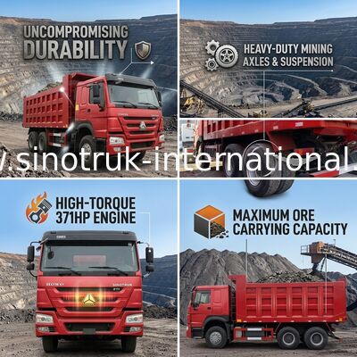 Digunakan Sinotruk Howo 6x4 Dump Truck 371hp Heavy Duty