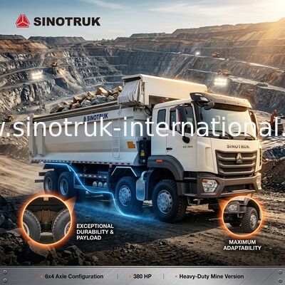 Sinotruk Hohan New HOWO Tipper Dump Truck N7 6 × 4 10 Roda 380Hp RHD U Tipe Automatic Tarpaulin