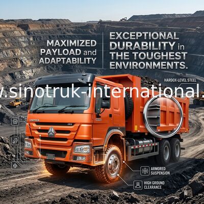 Sinotruk Howo Tipper Dump Truck 400Hp 8 × 4 Rhd 12 Roda Tray Besar 7600mm